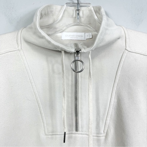 JONATHAN SIMKHAI STANDARD Zella Cropped Half Zip Sweatshirt Top French Terry S - Picture 9 of 16